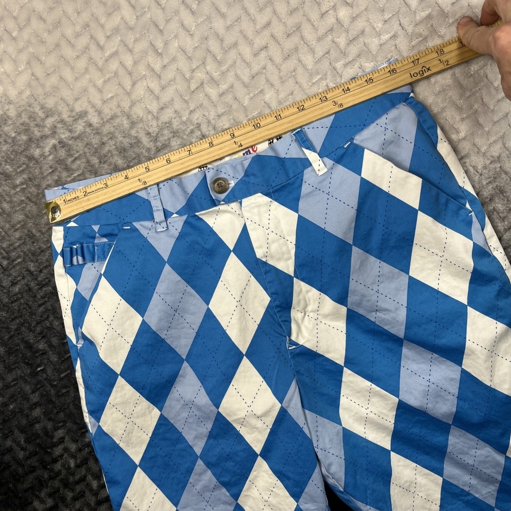 Royal & Awesome Golf Shorts Mens Size 34 Blue Argyle Cotton Stretch Outdoor - Picture 7 of 12